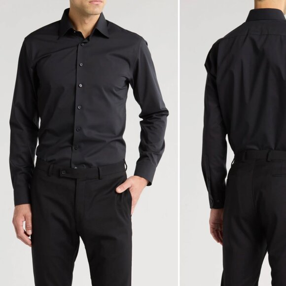 Trim Fit Solid Cotton Blend Dress Shirt NORDSTROM RACK - Picture 1 of 2